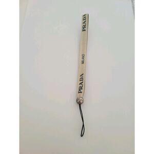 Authentic Prada Cell Phone Key Charm Strap Lanyard Blue White Logo Designer